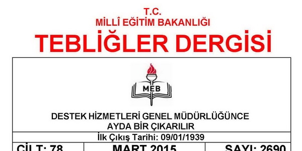 2015 Mart ayı tebliğler dergisi yayımlandı