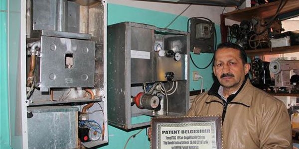 Giresunlu tamirci, LPG ile çalışan kombi yaptı