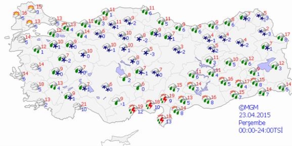 5 günlük haritalı hava tahmini
