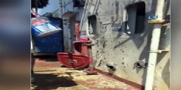 Vurulan Türk gemisinin içinden ilk görüntüler / Video