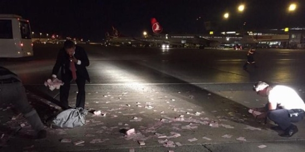 Atatürk Havalimanı apronuna para saçıldı