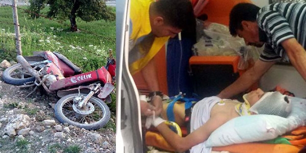 12 yaşındaki çocuk motosiklet ile kaza yaptı