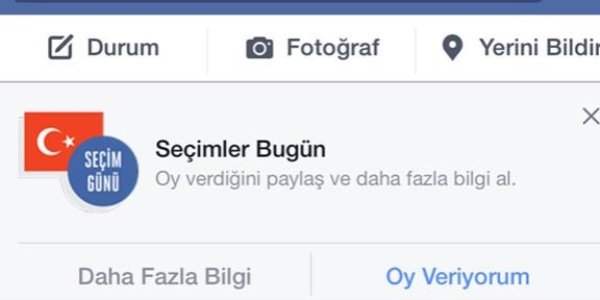 Facebook'tan 'Oy veriyorum' butonu