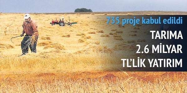 735 tarım projesine 2.6 milyarlık yatırım