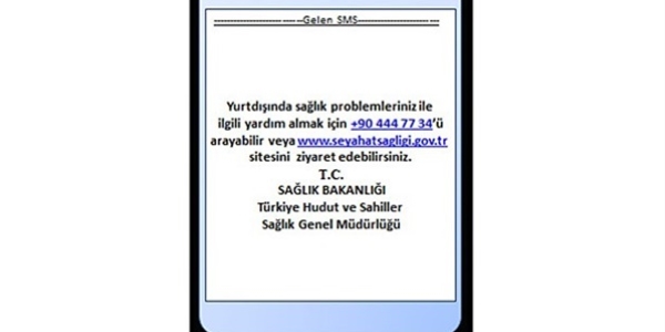 Yurtdışı seyahatlerde kısa mesajla sağlık uyarısı
