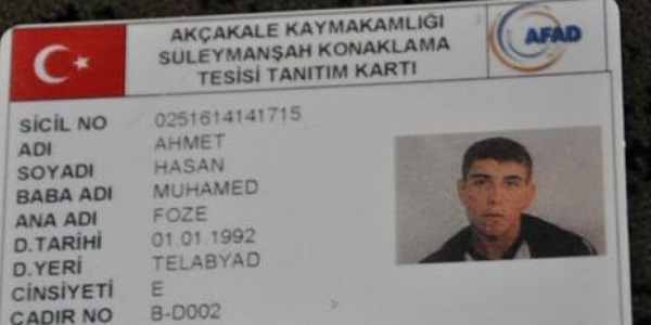 DAEŞ mensubunun üzerinden AFAD kartı çıktığı iddiası