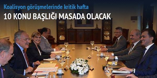 Koalisyon masasına 10 başlıkla oturdular