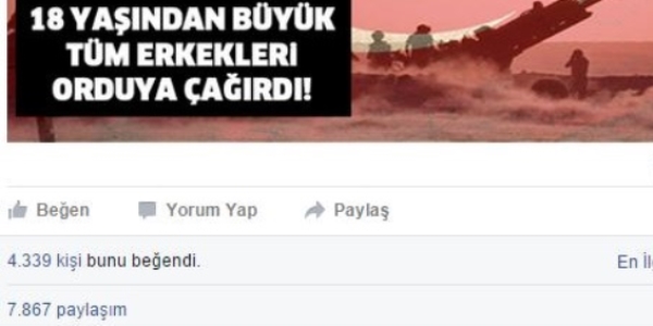 'TSK 18 yaşından büyükleri askere çağırdı' vurgunu