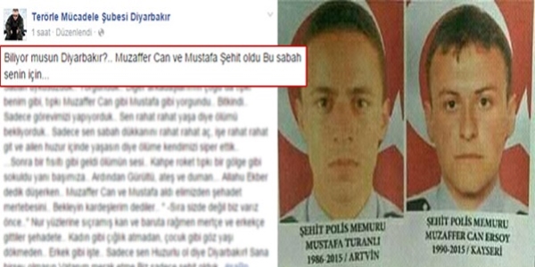 Şehit meslektaşlarından mesajlarının çarpıtılmasına tepki