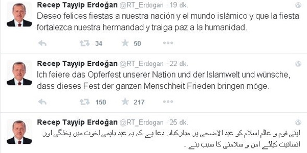 Erdoğan'dan 12 dilde bayram mesajı