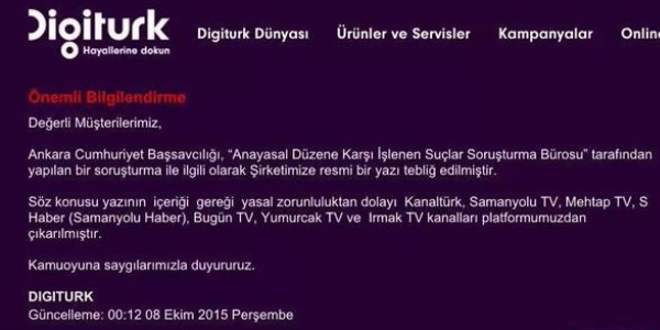 Digiturk, Paralel kanallarını yayından kaldırdı