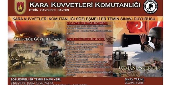 Sözleşmeli er ve erbaş başvurusu için koşullar