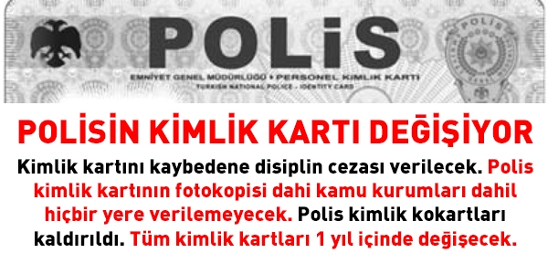 Kimlik kartını kaybeden polise ceza verilecek
