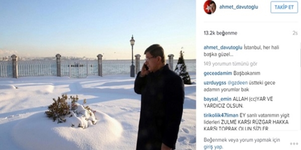 Davutoğlu, instagram'dan fotoğraf paylaştı