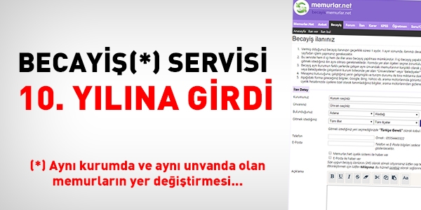 Becayiş servisi 10. yılına girdi