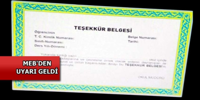 MEB'den takdir ve teşekkür uyarısı