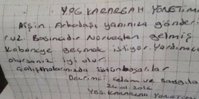 Diyarbakır'da yakalanan Norveçli'den YPG notu