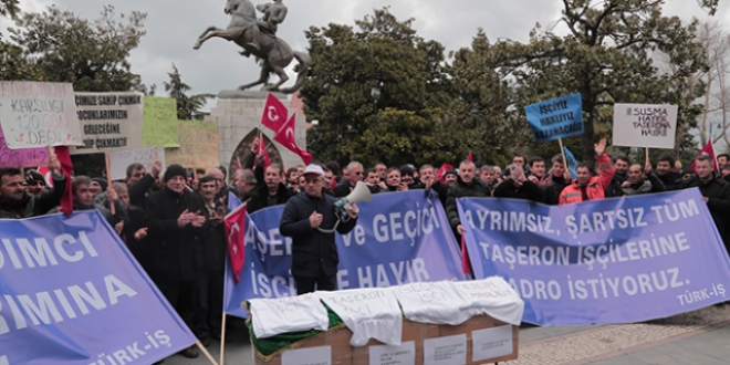 Samsun'da taeron iilerden tabutlu basn aklamas