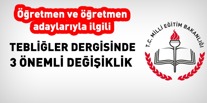 Şubat 2016 Tebliğler Dergisinde 3 değişiklik
