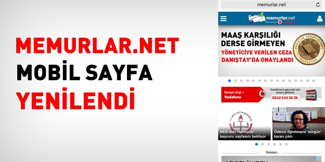 Memurlar.net mobil sayfa yenilendi