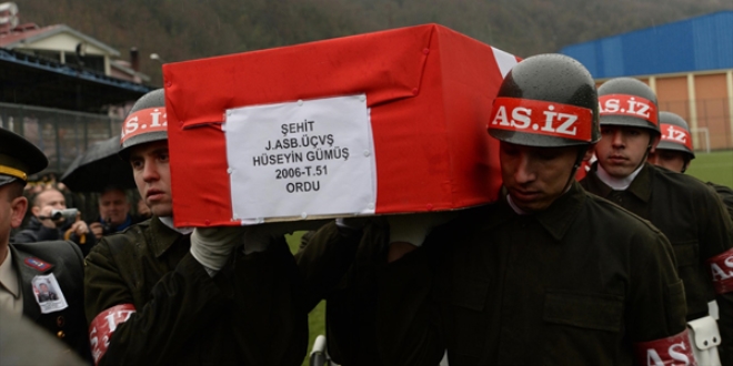 Şehit Astsubay Gümüş'ün cenazesi, Ordu'da defnedildi