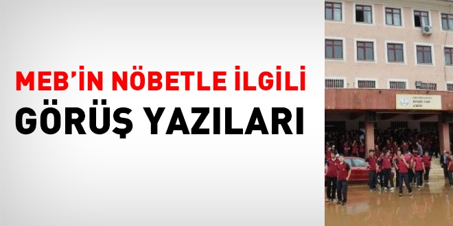 MEB'in nöbetle ilgili görüş yazıları