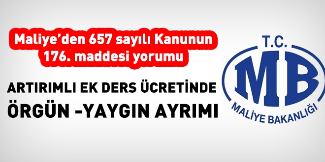 Maliye'den, artırımlı ek ders ücreti ödemelerine dair görüş yazısı