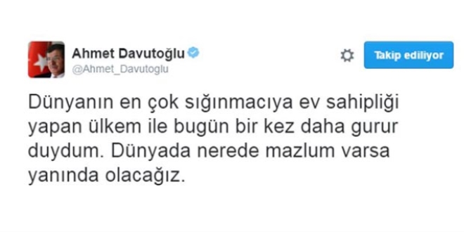 'Ülkem ile bugün bir kez daha gurur duydum'