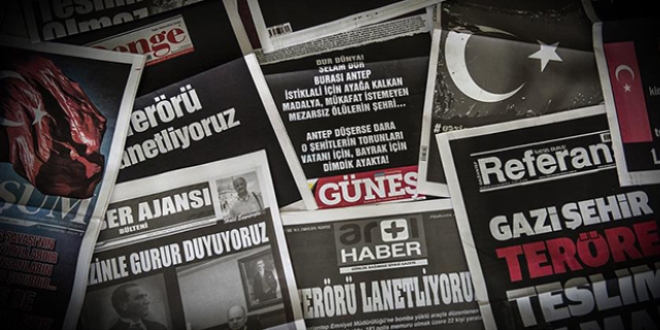 Gaziantep basınından teröre 'siyah beyaz' tepki