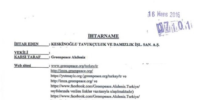 Tavuk üreticileri Greenpeace'e karşı