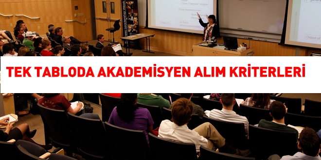 Tek tabloda öğretim elemanı alım kriterleri