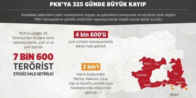PKK'ya 325 günde büyük darbe