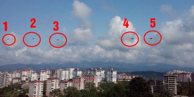 Karadeniz'de semalarında uçan 5 helikopter heyecan yarattı