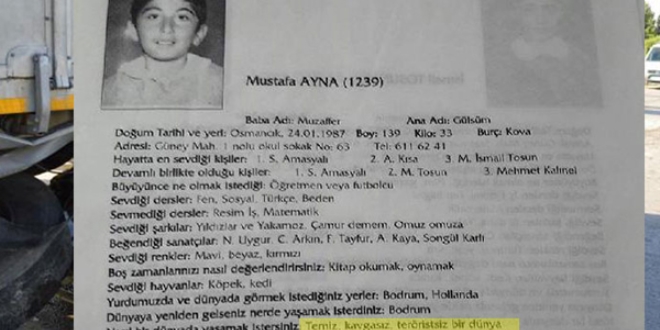 Şehit Astsubay okul yıllığında 'teröristsiz bir dünya' dilemiş