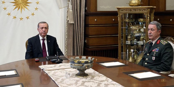 Cumhurbakan Erdoan, Genelkurmay Bakan Akar' kabul etti