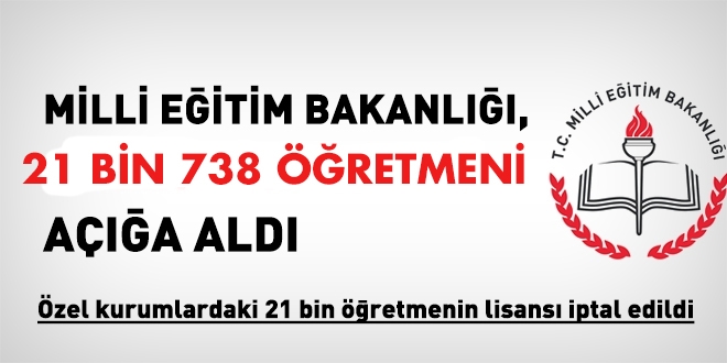 MEB: 21 bin 738 öğretmen, açığa alındı