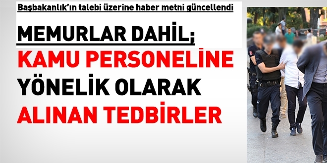 Memurlar DAHİL kamu personeline yönelik tedbirler
