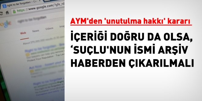 Anayasa Mahkemesi'nden, 'unutulma hakk'yla ilgili ok nemli karar