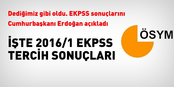 2016/1 EKPSS tercih sonular akland