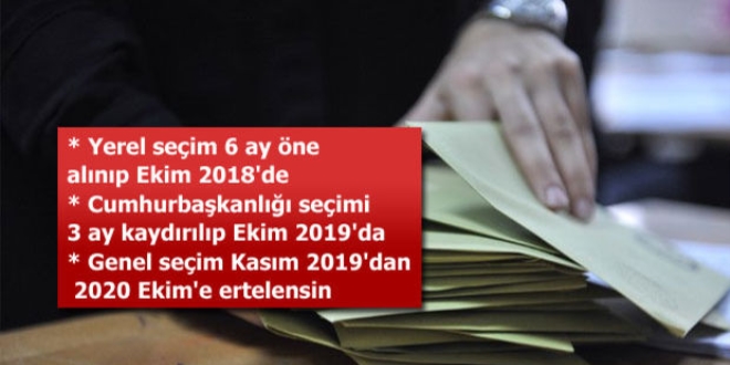 AK Parti 2019'daki 3 seçimi yaymayı öneriyor