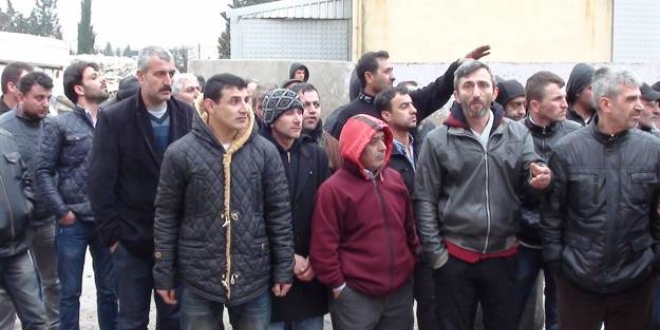 Samsun'da ücretsiz izne çıkarılan işçilerden eylem