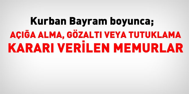 Kurban bayramı boyunca haklarında işlem yapılan kamu personeli