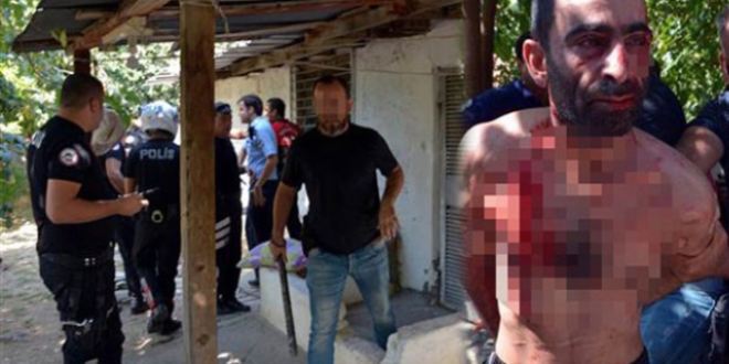 Önce polisi, sonra kendini kesti