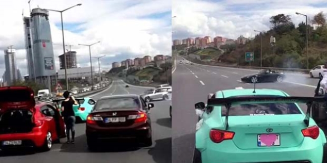 TEM'i kapatıp Drift yapanlar gözaltına alındı