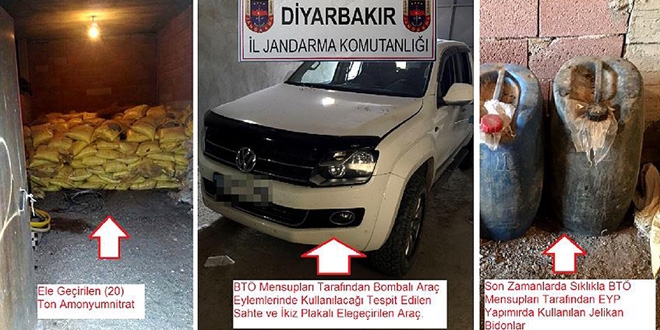 Diyarbakır'da çalıntı araç ile 20 ton amonyum nitrat ele geçirildi