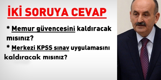 Mezzinolu: Memur gvencesi veya KPSS'nin kaldrlmasna dair bir alma uan iin yok