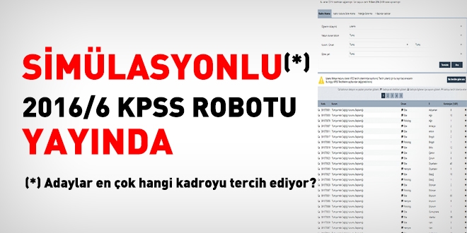 Simlasyonlu 2016/6 KPSS Robotu yaynda