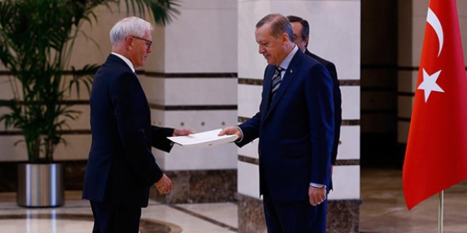 Erdoan Norve'in Ankara Bykelisi Ellefsen'i kabul etti