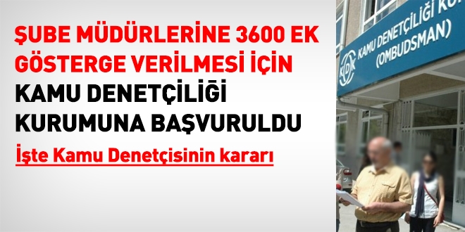 KDK'nın, şube müdürlerinin 3600 ek gösterge talebine dair kararı