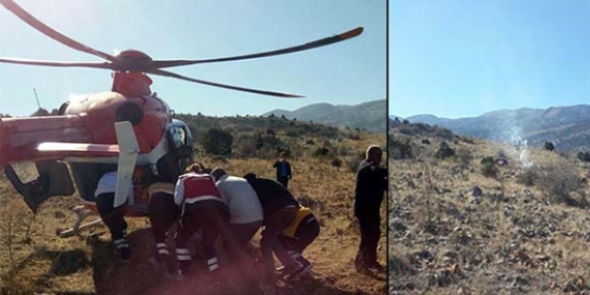 Yaralnn yeri, ambulans helikoptere dumanla bildirildi